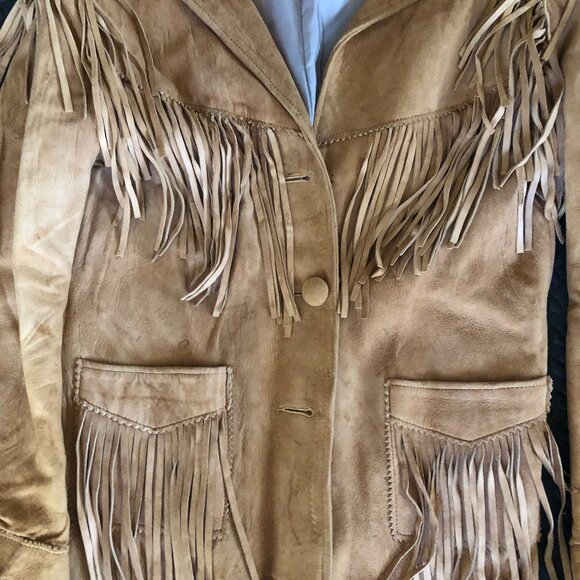 VINTAGE Jo-o-Kay BROWN SUEDE LEATHER WESTERN FRINGE JACKET Yellowstone Style - Picture 2 of 5